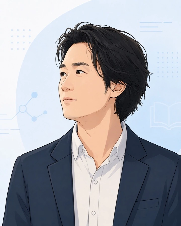 AIとシステム設計を担当する人物の漫画風イラスト